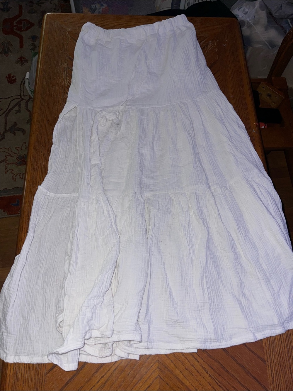 Forever 21 White Tiered Maxi Skirt - Lightweight Gauze